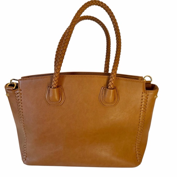 Sole Society Handbags - Sole Society Crossbody Satchel Bag Purse Brown Animal print Lining
